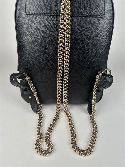 GUCCI Pebbled Calfskin Soho Chain Backpack Black